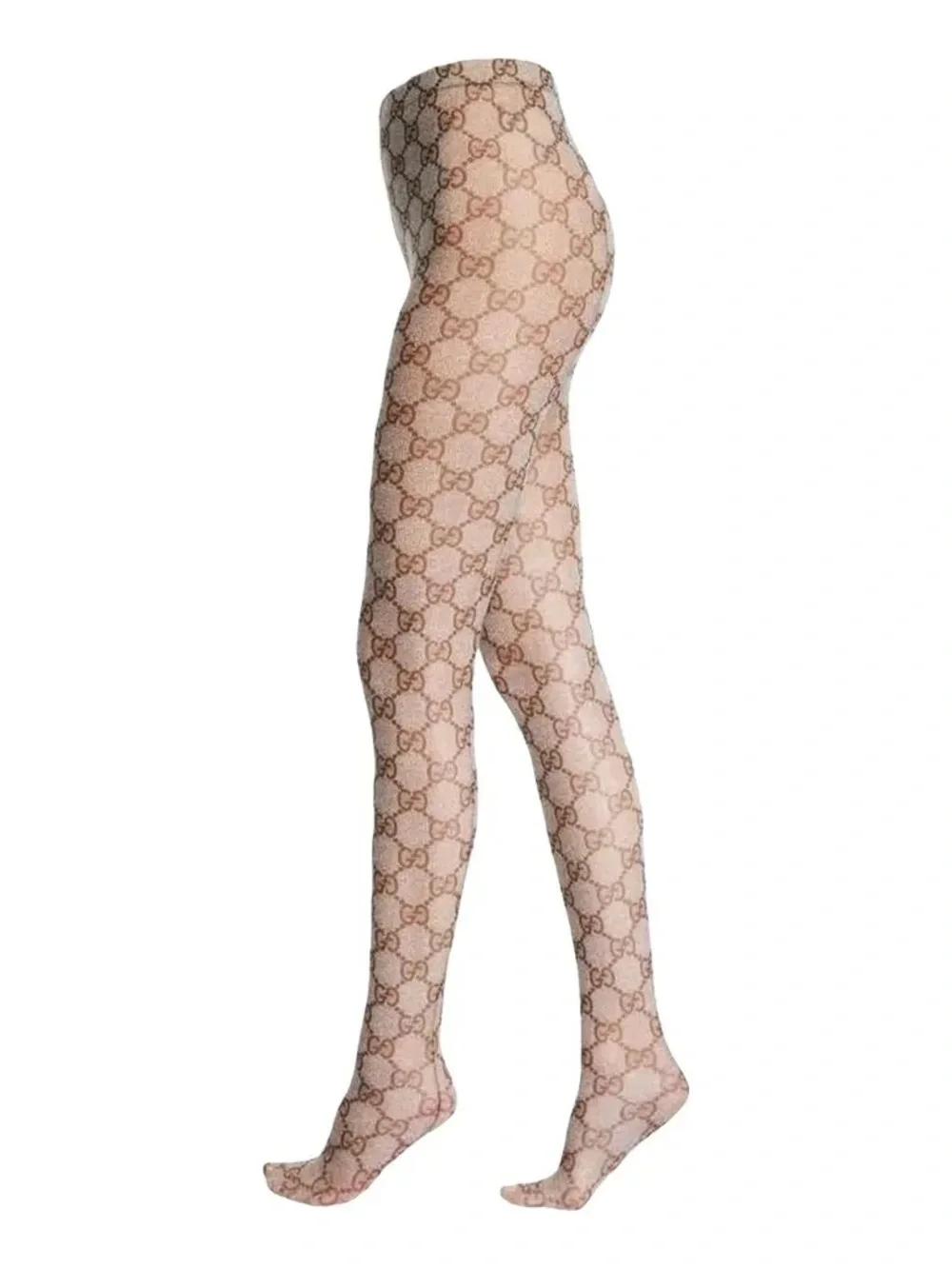 GG Logo Monogram Tights in Brown Size M Medium